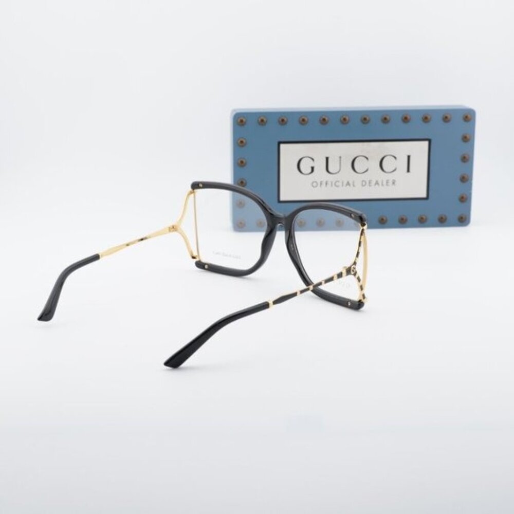 Gucci GG0592O 001 Butterfly Eyeglasses - Black/Gold 60mm - Picture 10 of 11